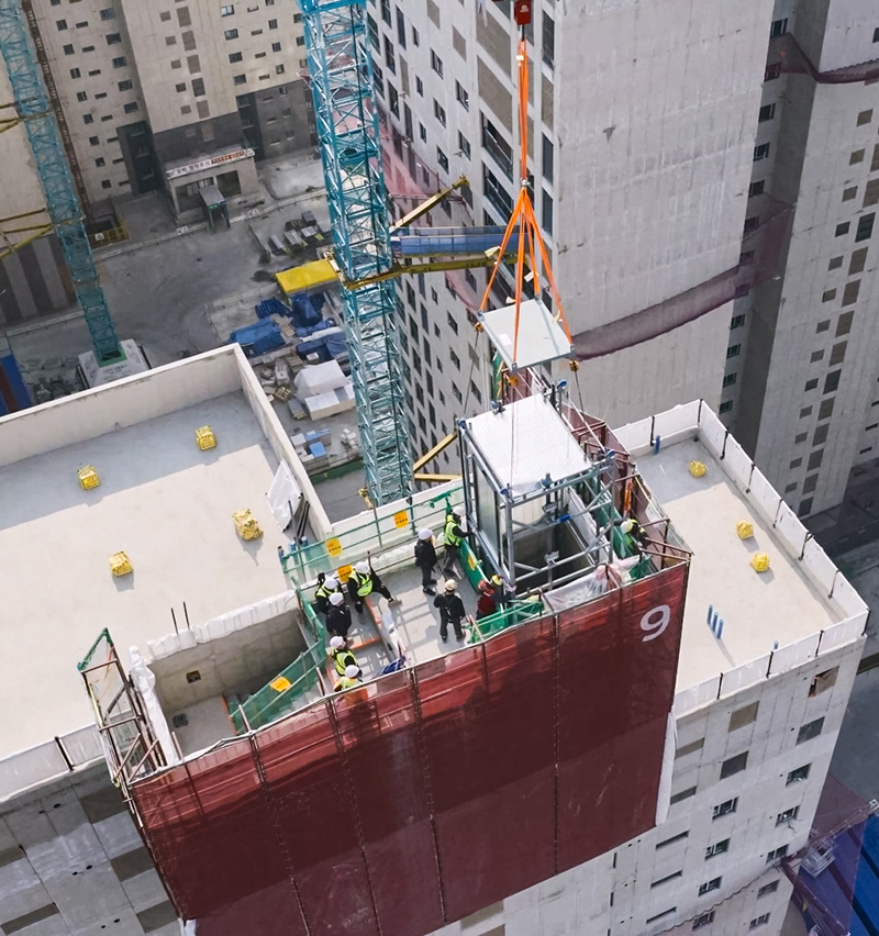 모듈러 엘리베이터 설치 사진